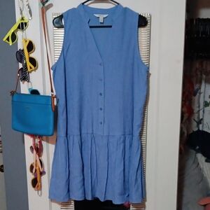 💜 3/$15💜Nine West Light Blue Sleeveless Drop Waist Swing Dress💜